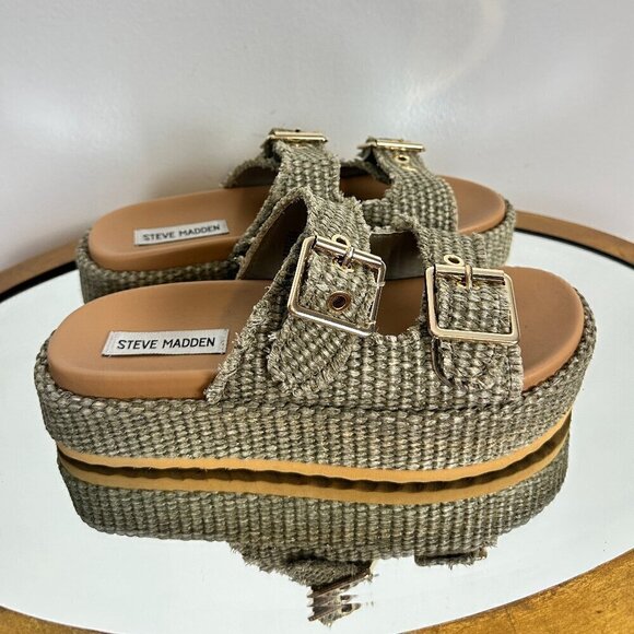 STEVE MADDEN Karrigan Womens Platform Sandals in Olive Size US 7.5 - Picture 7 of 10